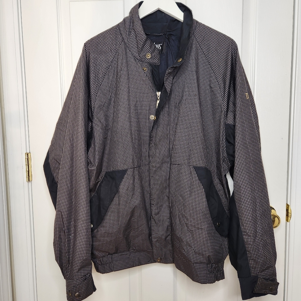 Men's DryJoys By FootJoy Houndstooth Black Beige Rain Golf Jacket Size Large